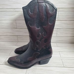 Bonanza Western Rodeo Rubber Dark Womans Boots Size 7